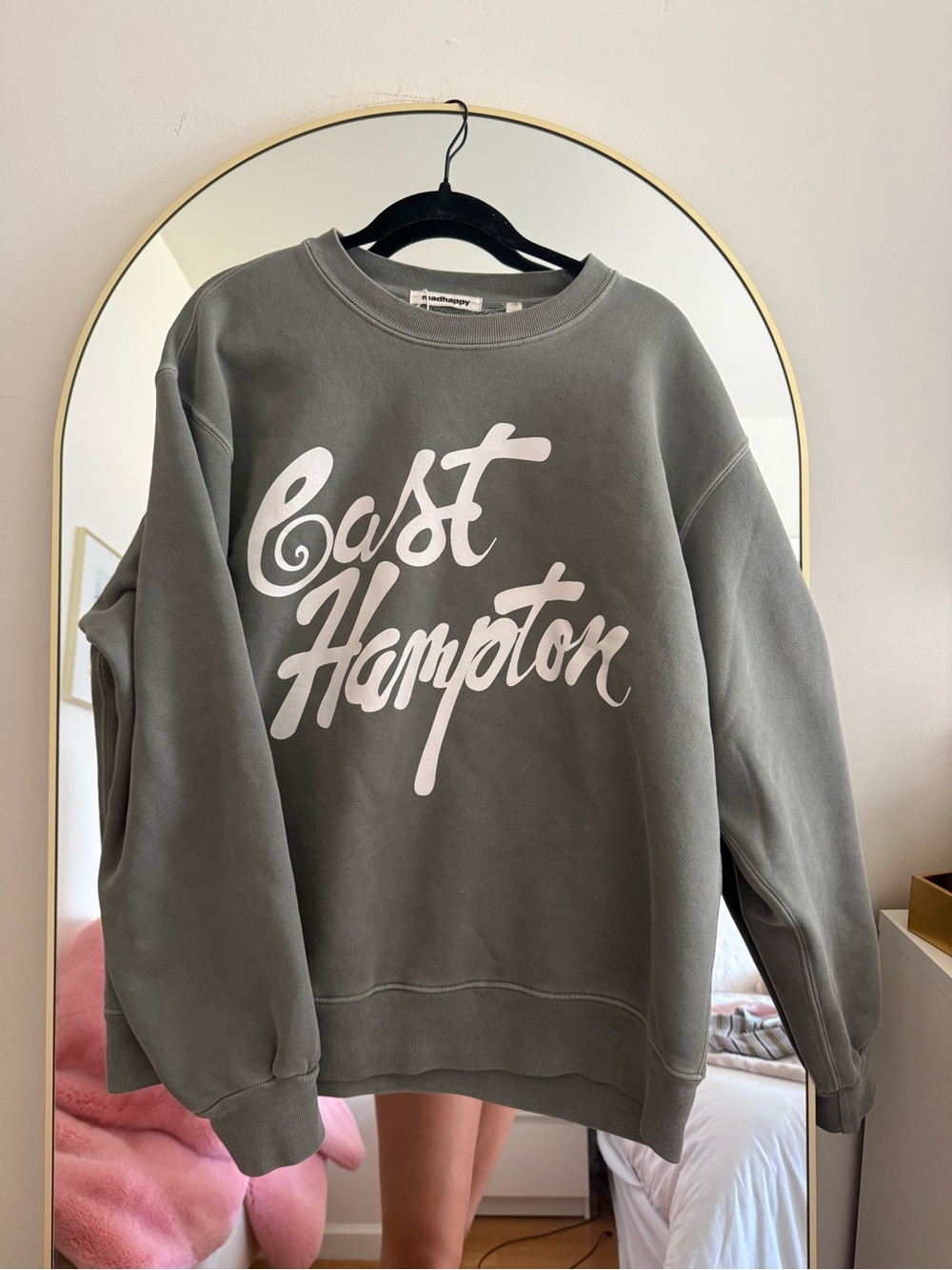 RARE NWT 💚 Madhappy East Hampton Crewneck Sweater - Sage Green with White Script
